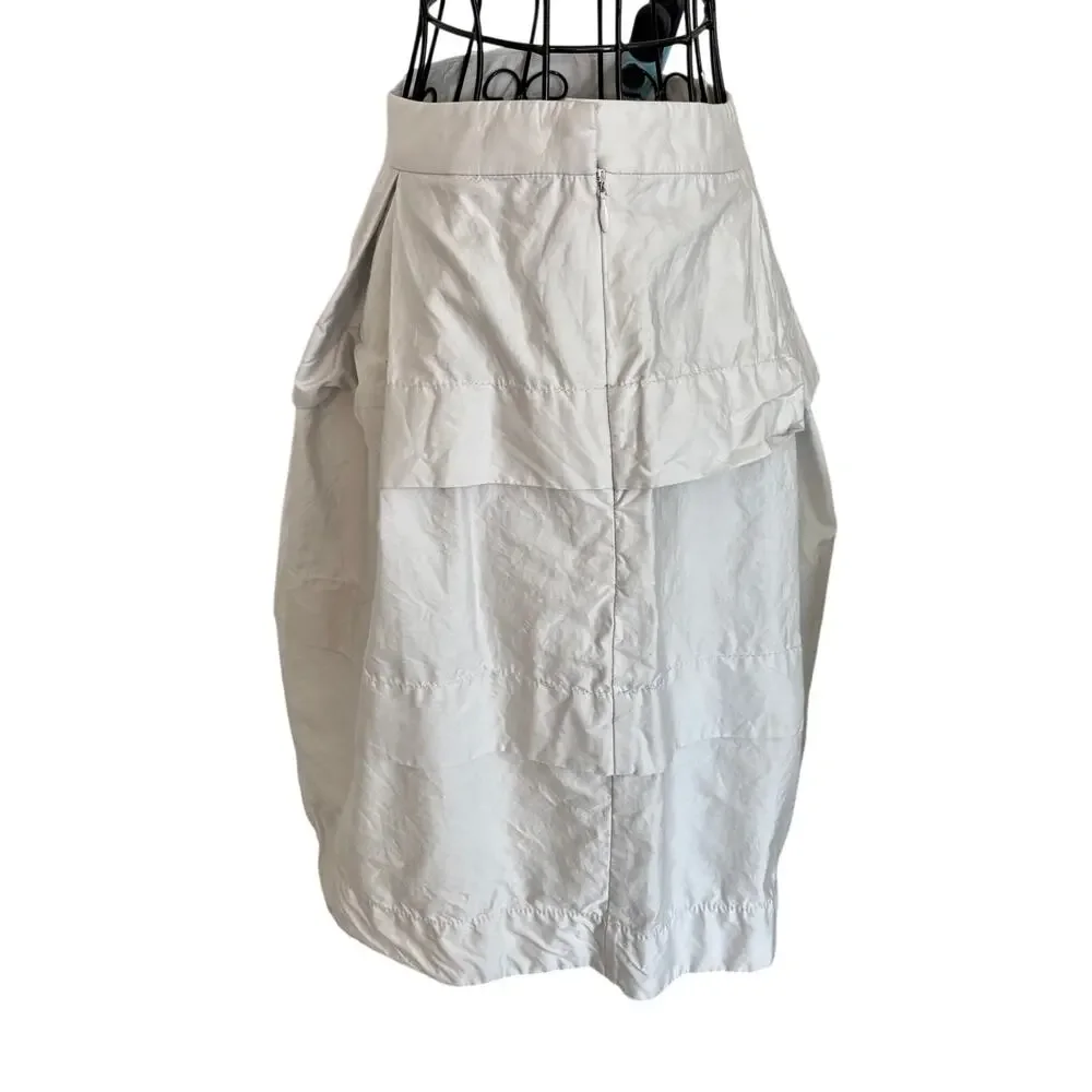 J. Crew 100% Cotton Pastel Grey Tiered Ruffled Skirt A-Line Preppy Minimalist 4